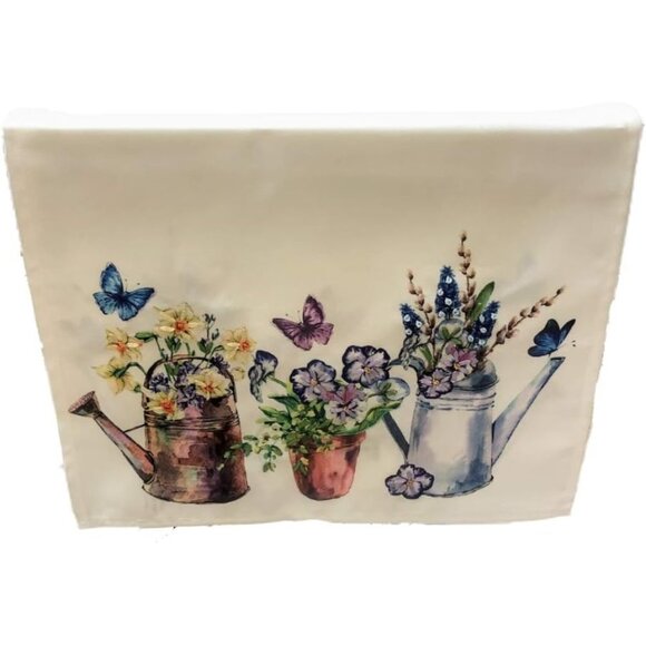 K&K Tabletops Floral Watering Cans Decorative Table Runner - 16" x 72" - Picture 1 of 3